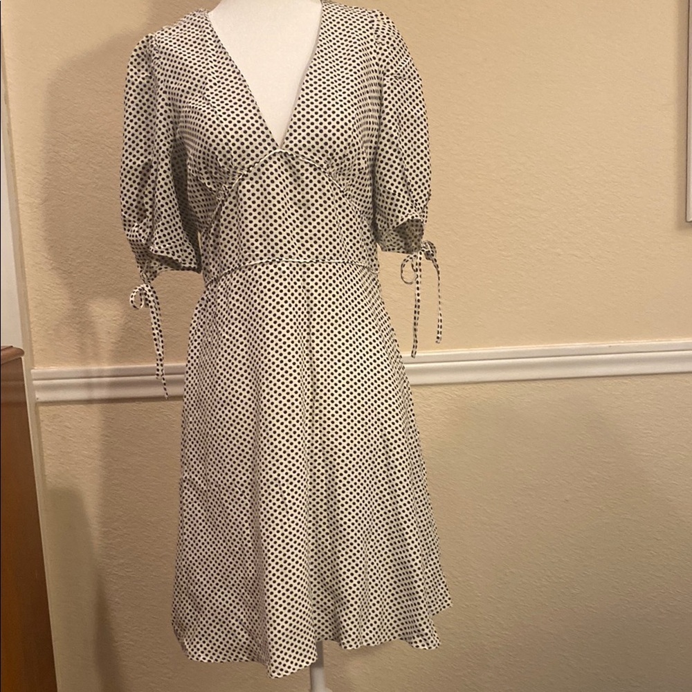 H&M Monochrome Polka Dot Midi Dress